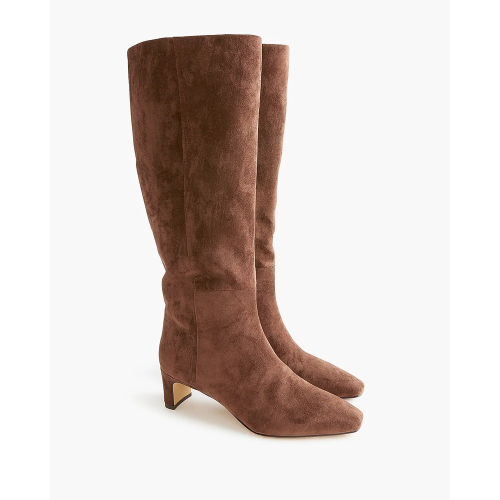 J Crew Women's Emma Snip Toe Tall Micorsuede Dark Brown Boot Style CL429